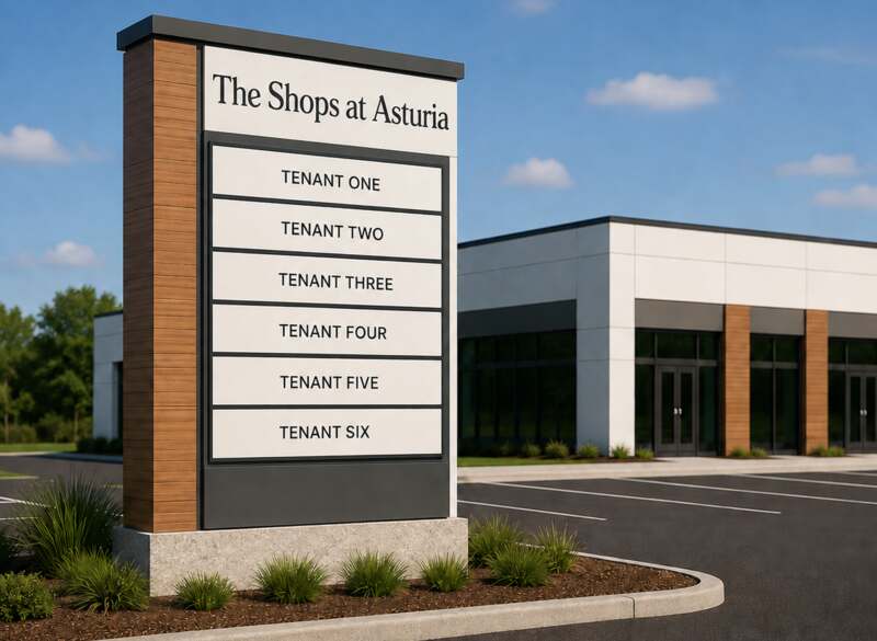 The Shops At Asturia monument sign